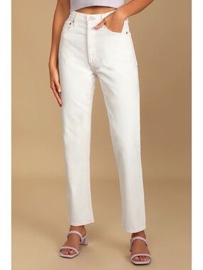 Agolde High-Rise Straight Leg Jeans in White